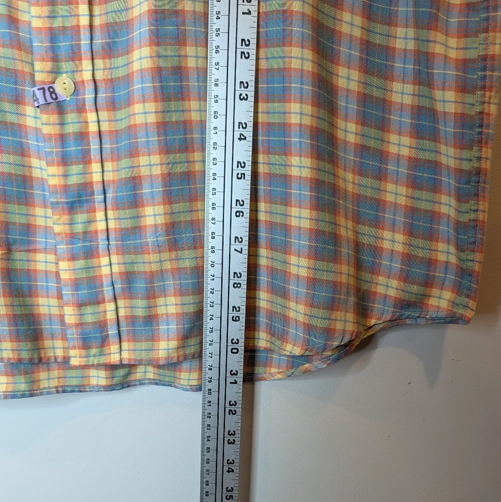 GANT Heritage Twill Plaid Short Sleeve Button Up Shirt Men's Large Vintage - Picture 8 of 9